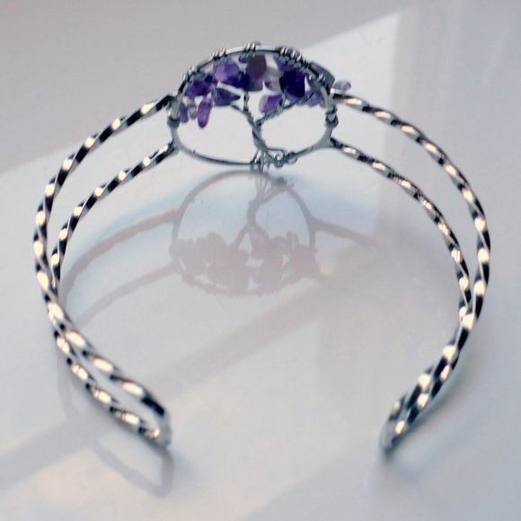 ❤️ Amethyst Tree of Life Silver Plated Bracelet - Picture 2 of 7
